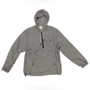 Southern Proper Black & White Striped Hooded Rain Anorak